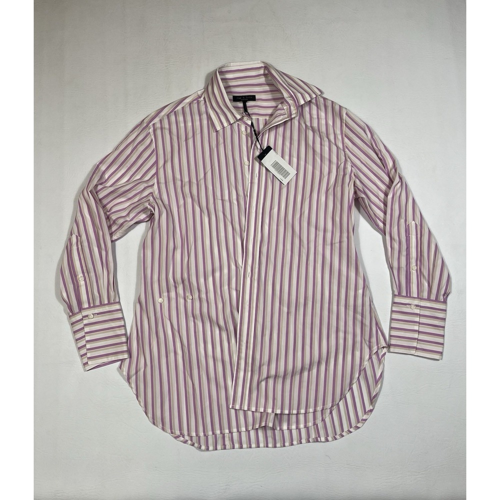 Rag & Bone Indiana Pink Stripe Cotton Poplin Button Up Shirt Women's XXS Preppy